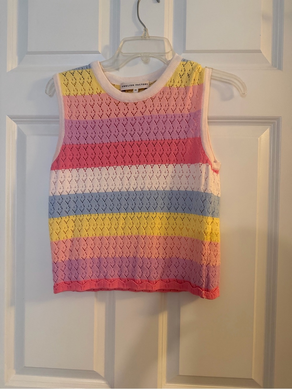English Factory Pastel Multicolor Striped Knit Tank Top - Yellow Pink Blue White